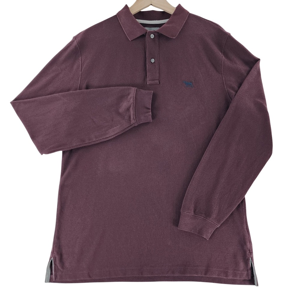 Rodd & Gunn Polo Mens Large Burgundy Sports Fit Long Sleeve Australian Cotton
